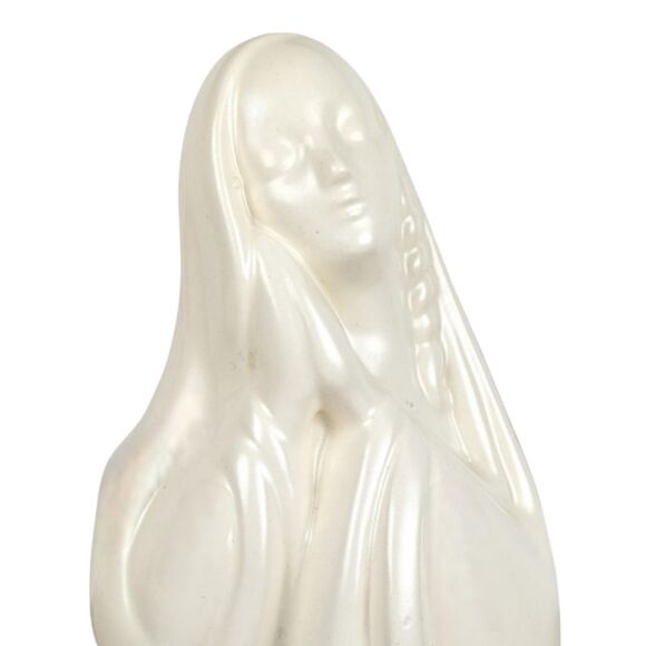 Vintage Madonna Ceramic Music Box Planter: Religious Figurine, 9" - Picture 7 of 8